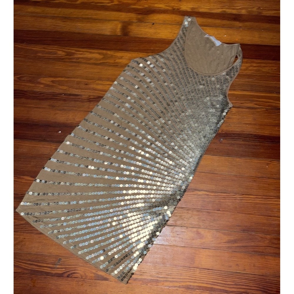 Michael Michael Kors sideways sequin gold sequins bead Dress SM